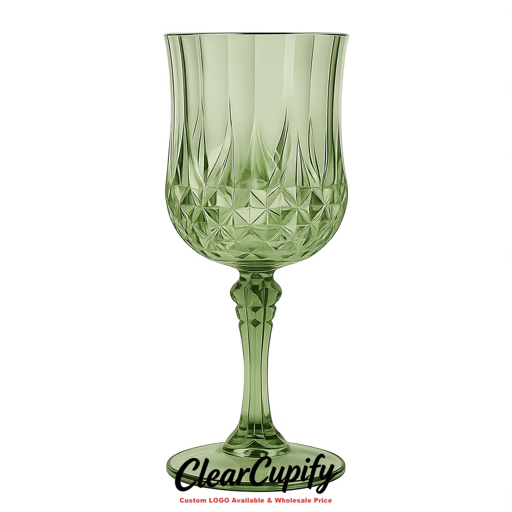 Sage Green 7oz Acrylic Plastic Wine Goblets - 2.7 x 6.7 inches Party & Wedding Wine Glasses