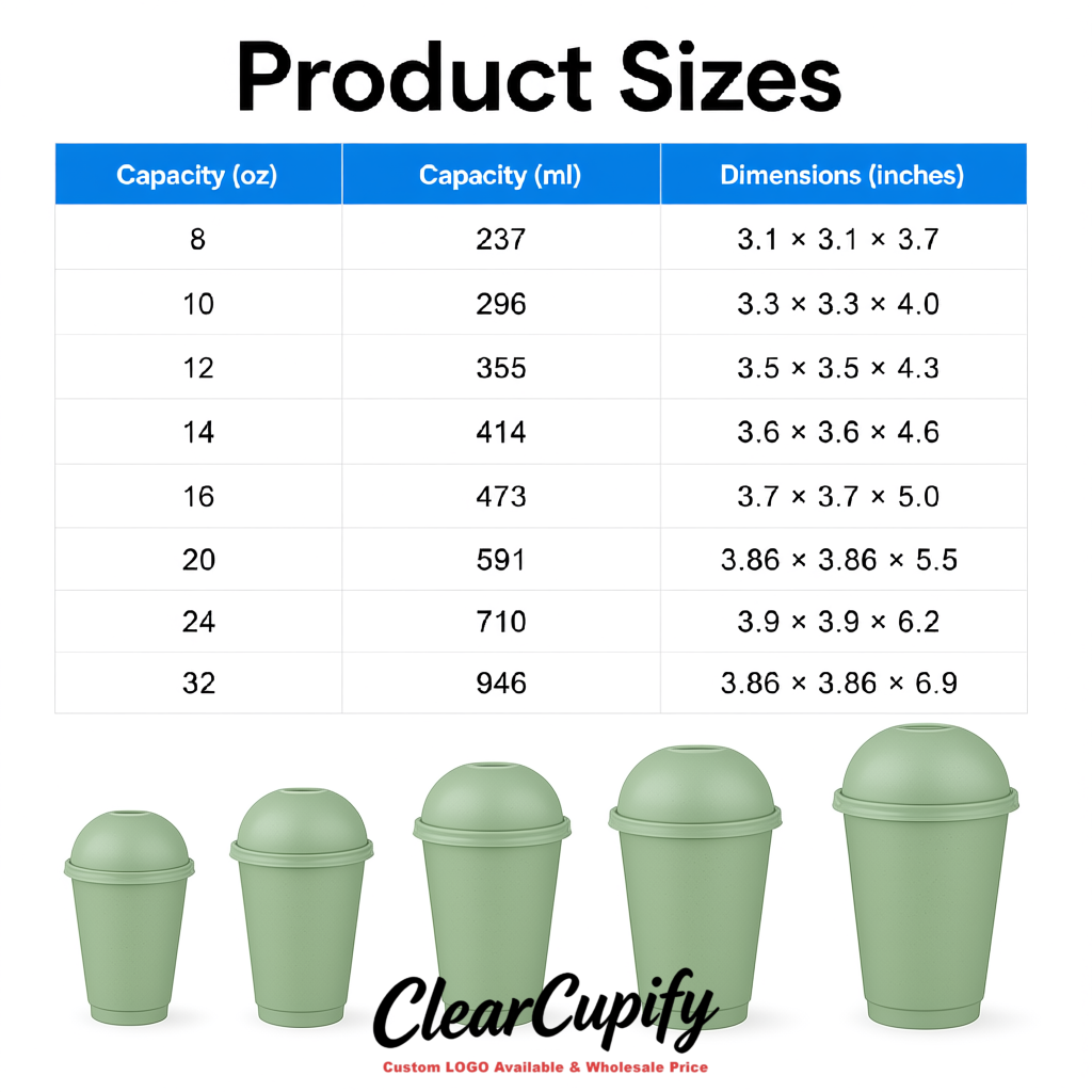 Sage Green 16 oz Plastic Slushie Cups with Dome Lid & Detachable Spoon Straws for Milkshake, Boba, Smoothies, Iced Coffee
