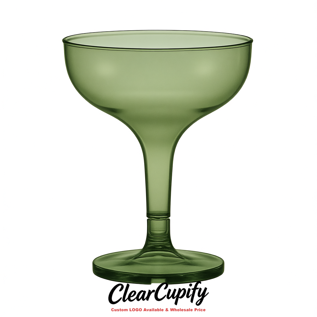 Sage Green 5oz Stackable Plastic Martini Glasses 4.13x3.14 inches/10.5x8 cm For Champagne Tower