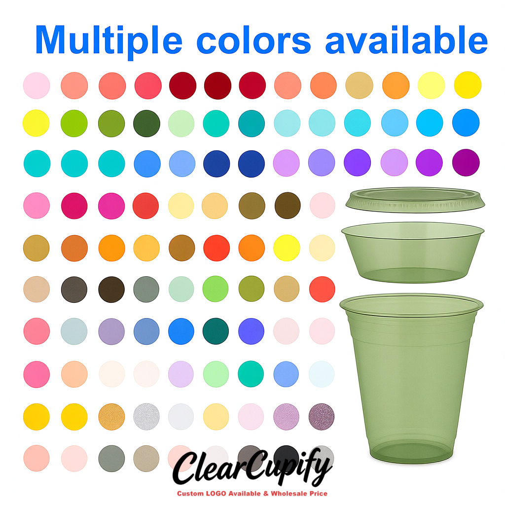 Sage Green 12 oz Disposable Plastic Parfait Cups with Insert & Flat lids 3.85 x 2.1 x 4 inches