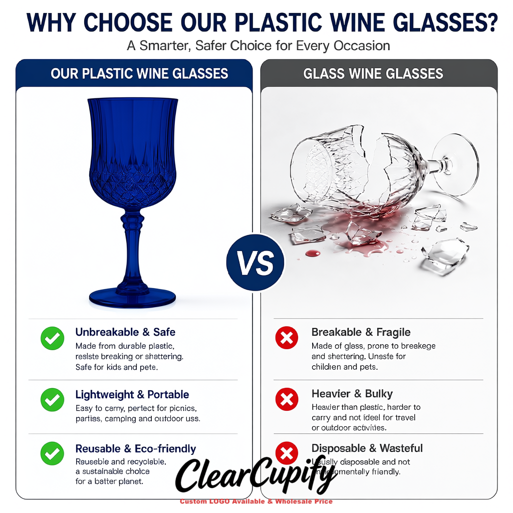 Sapphire 7oz Acrylic Plastic Wine Goblets - 2.7 x 6.7 inches Party & Wedding Wine Glasses