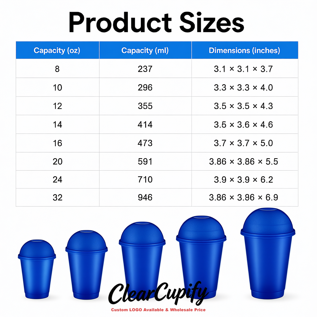 Sapphire 16 oz Plastic Slushie Cups with Dome Lid & Detachable Spoon Straws for Milkshake, Boba, Smoothies, Iced Coffee