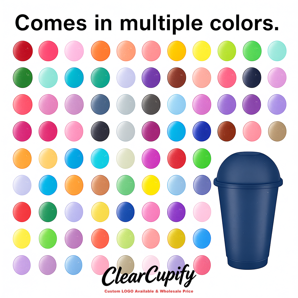 Sapphire 16 oz Plastic Slushie Cups with Dome Lid & Detachable Spoon Straws for Milkshake, Boba, Smoothies, Iced Coffee