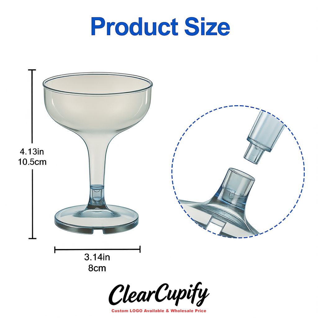 Sapphire 5oz Stackable Plastic Martini Glasses 4.13x3.14 inches/10.5x8 cm For Champagne Tower Sapphire 5oz Stackable Plastic Martini Glasses 4.13x3.14 inches/10.5x8 cm For Champagne Tower