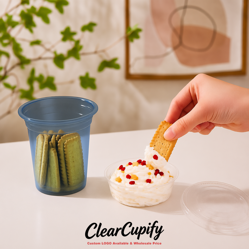 Sapphire 12 oz Disposable Plastic Parfait Cups with Insert & Flat lids 3.85 x 2.1 x 4 inches