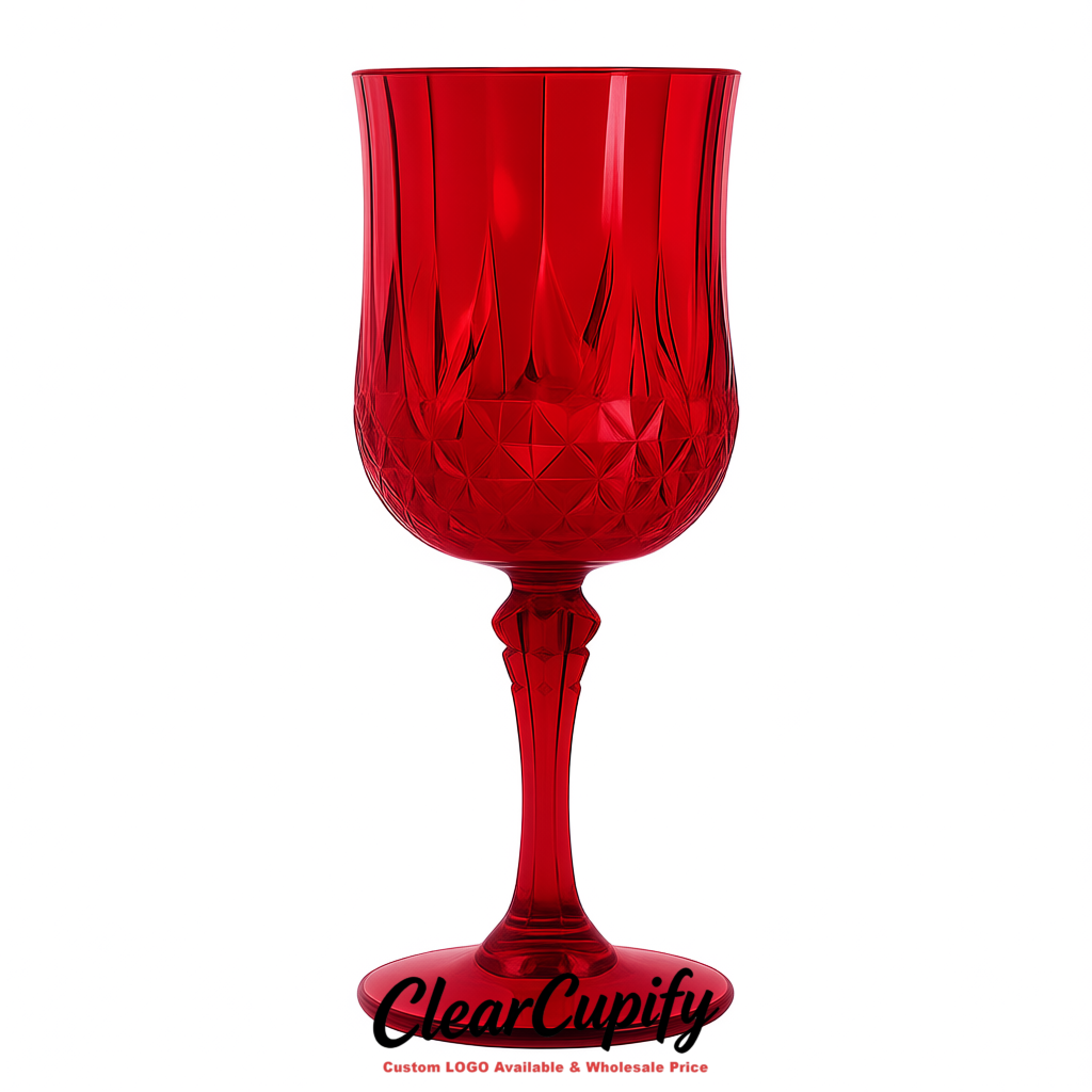 Scarlet 7oz Acrylic Plastic Wine Goblets - 2.7 x 6.7 inches Party & Wedding Wine Glasses