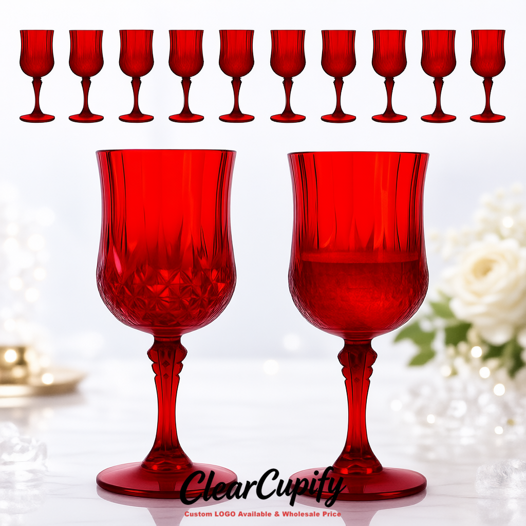Scarlet 7oz Acrylic Plastic Wine Goblets - 2.7 x 6.7 inches Party & Wedding Wine Glasses
