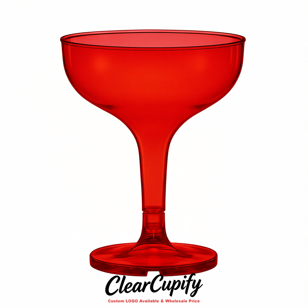 Scarlet 5oz Stackable Plastic Martini Glasses 4.13x3.14 inches/10.5x8 cm For Champagne Tower