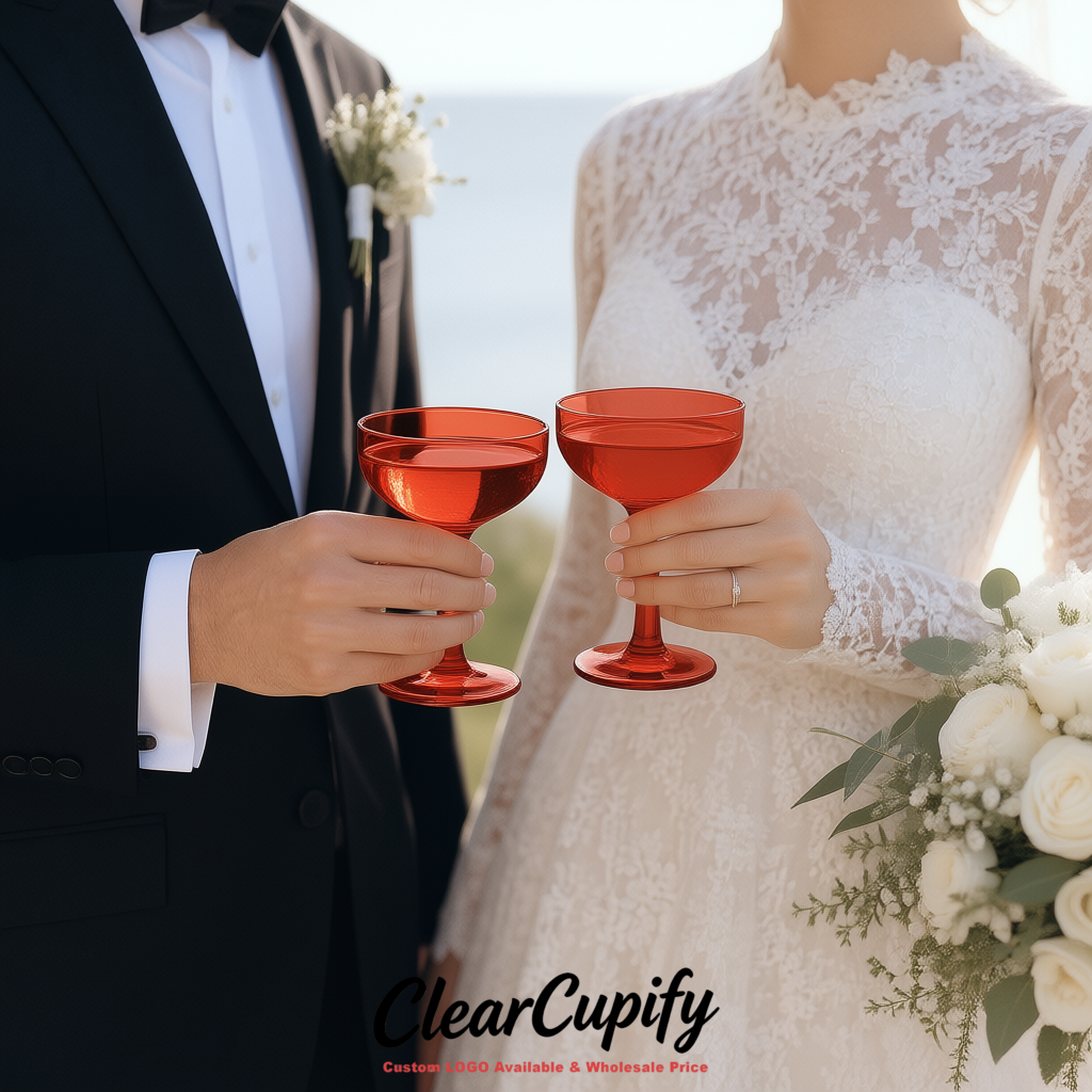 Scarlet 5oz Stackable Plastic Martini Glasses 4.13x3.14 inches/10.5x8 cm For Champagne Tower