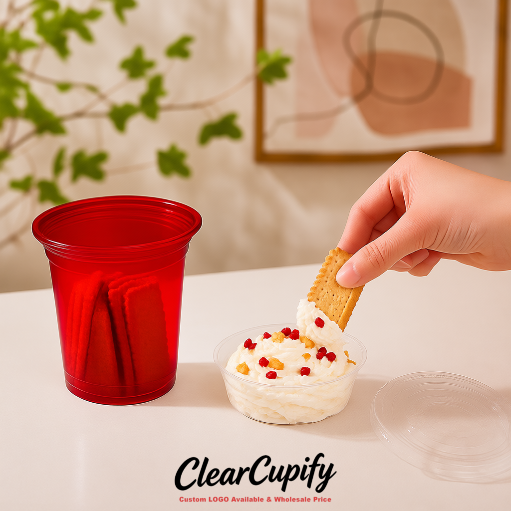 Scarlet 12 oz Disposable Plastic Parfait Cups with Insert & Flat lids 3.85 x 2.1 x 4 inches