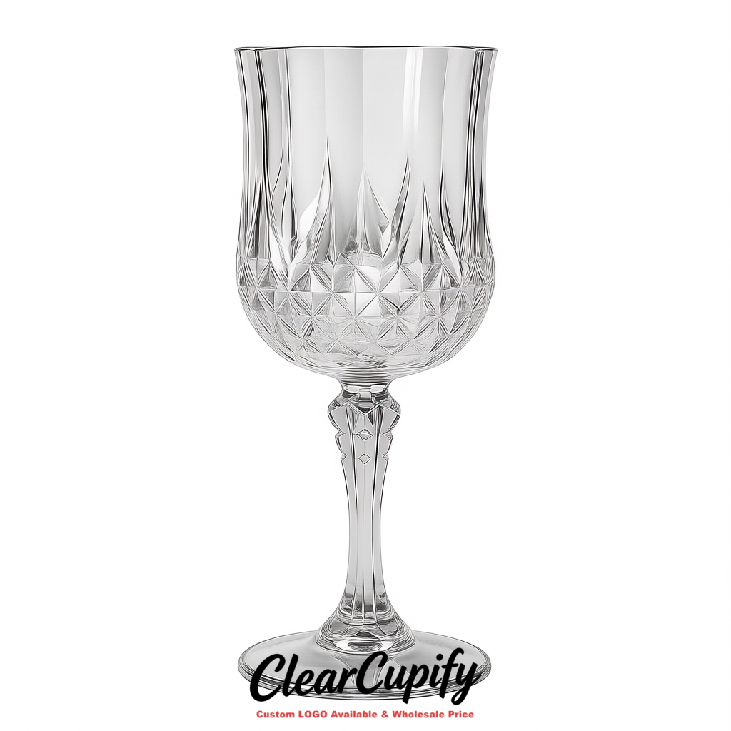 Silver 7oz Acrylic Plastic Wine Goblets - 2.7 x 6.7 inches Party & Wedding Wine Glasses