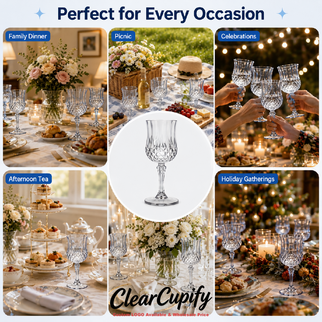 Silver 7oz Acrylic Plastic Wine Goblets - 2.7 x 6.7 inches Party & Wedding Wine Glasses Silver 7oz Acrylic Plastic Wine Goblets - 2.7 x 6.7 inches Party & Wedding Wine Glasses