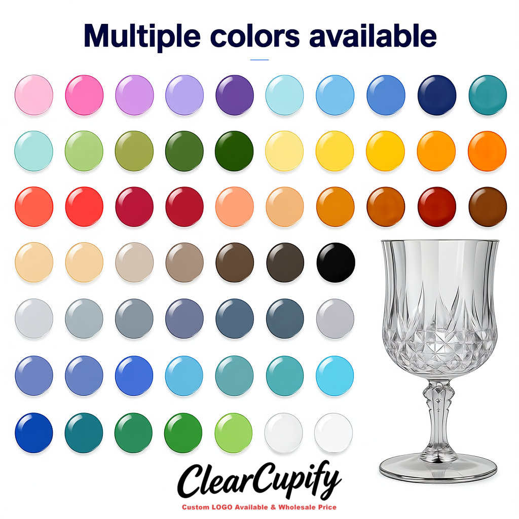 Silver 7oz Acrylic Plastic Wine Goblets - 2.7 x 6.7 inches Party & Wedding Wine Glasses