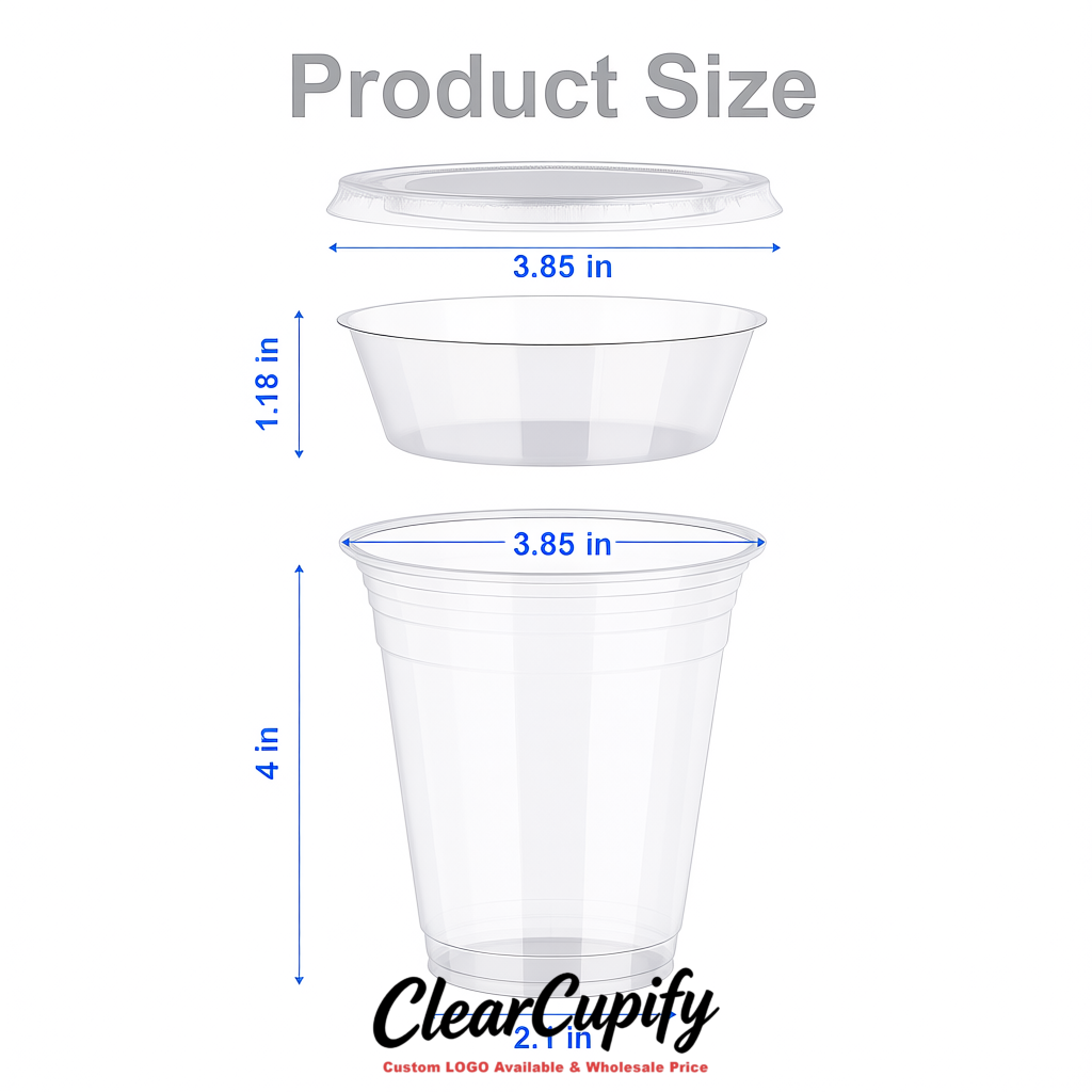 Silver 12 oz Disposable Plastic Parfait Cups with Insert & Flat lids 3.85 x 2.1 x 4 inches