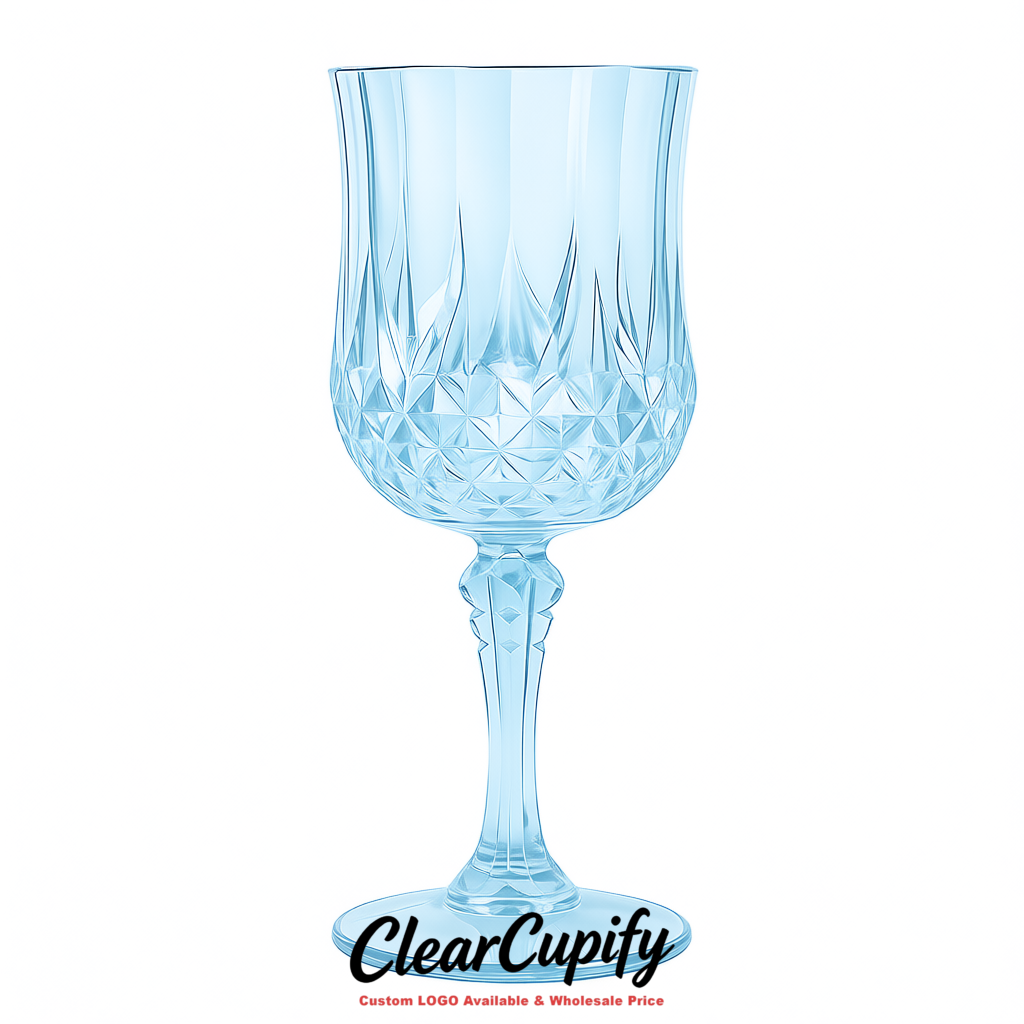 Sky Blue 7oz Acrylic Plastic Wine Goblets - 2.7 x 6.7 inches Party & Wedding Wine Glasses