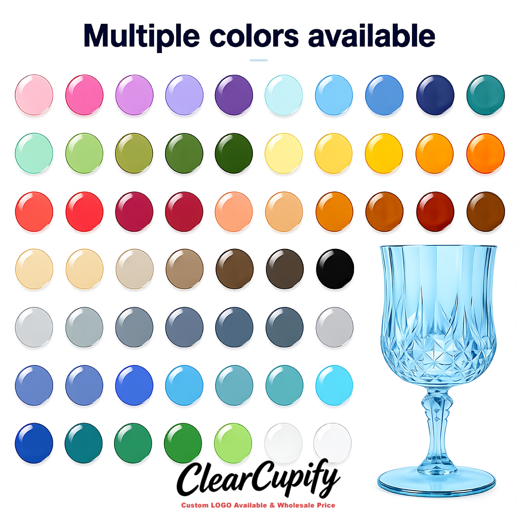 Sky Blue 7oz Acrylic Plastic Wine Goblets - 2.7 x 6.7 inches Party & Wedding Wine Glasses