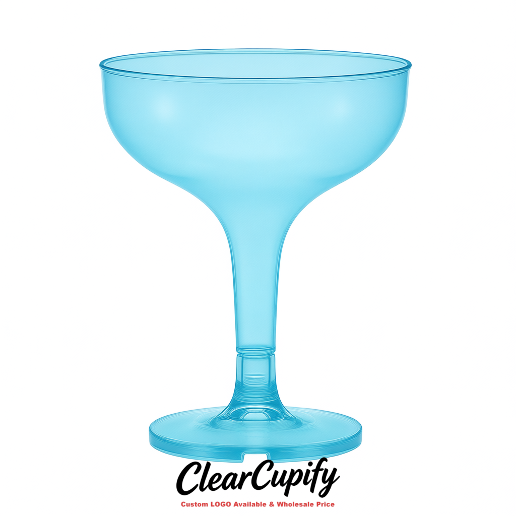 Sky Blue 5oz Stackable Plastic Martini Glasses 4.13x3.14 inches/10.5x8 cm For Champagne Tower