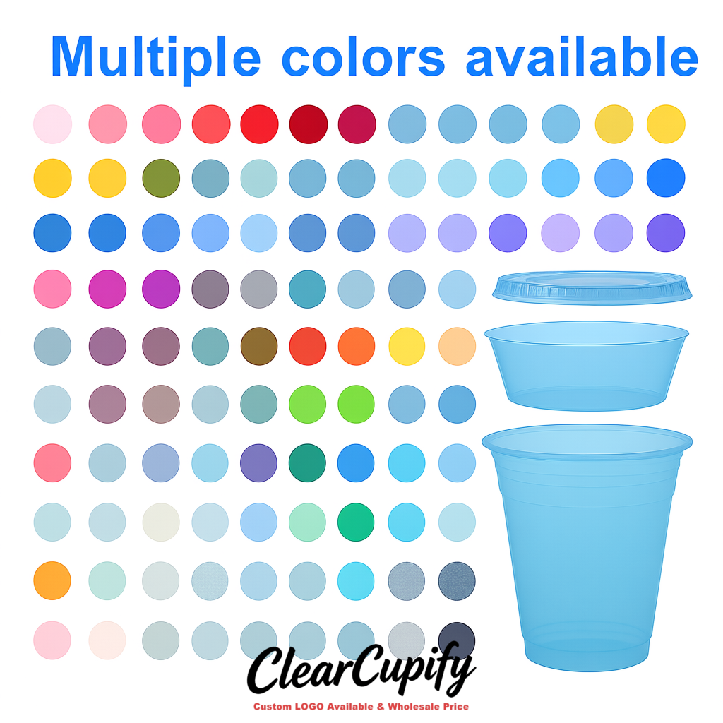 Sky Blue 12 oz Disposable Plastic Parfait Cups with Insert & Flat lids 3.85 x 2.1 x 4 inches