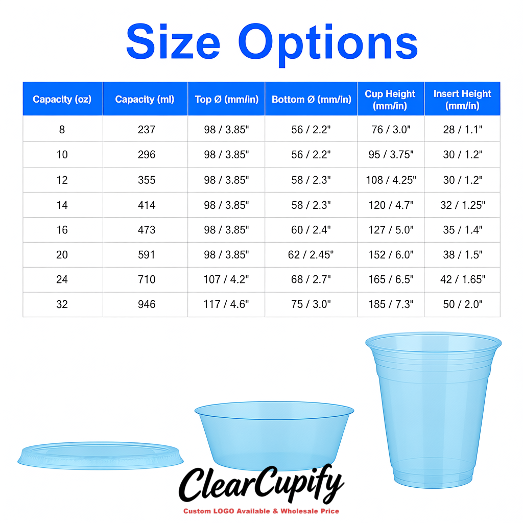 Sky Blue 12 oz Disposable Plastic Parfait Cups with Insert & Flat lids 3.85 x 2.1 x 4 inches