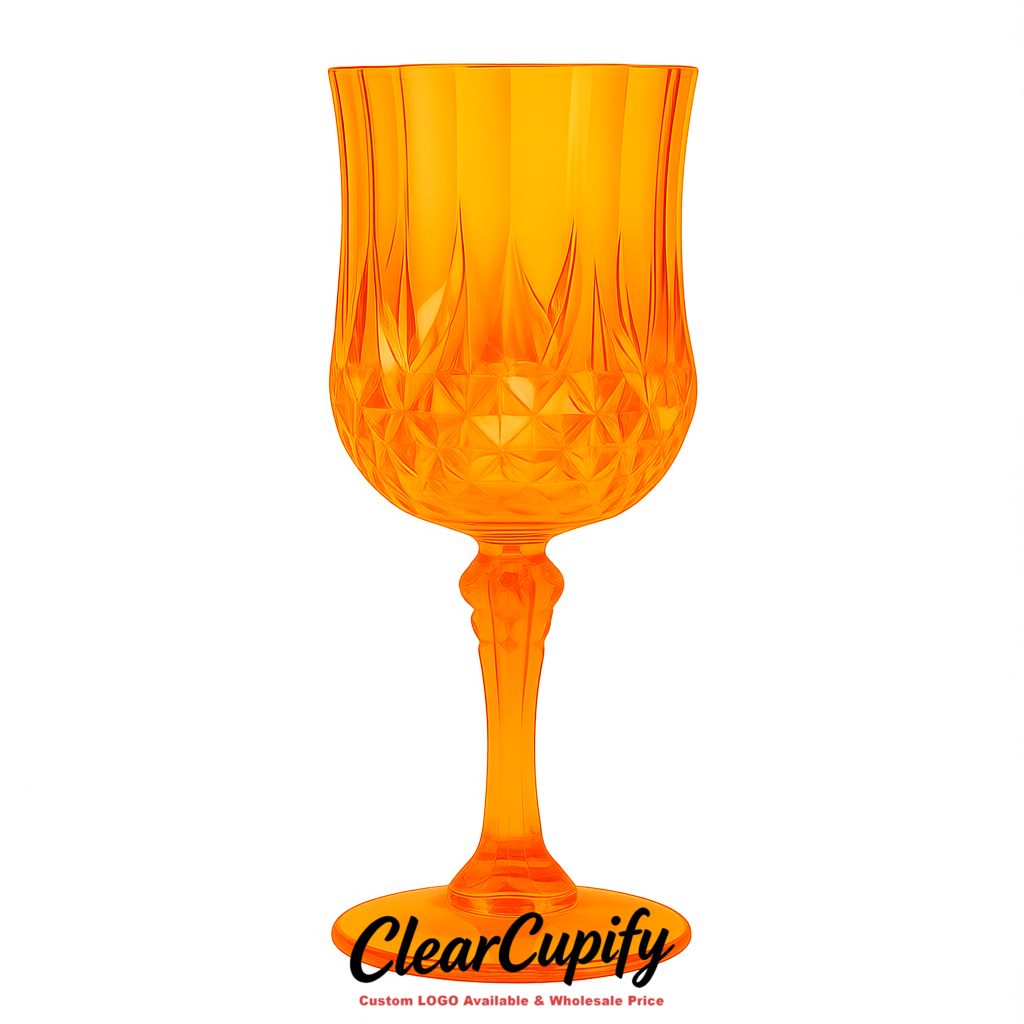 Tangerine 7oz Acrylic Plastic Wine Goblets - 2.7 x 6.7 inches Party & Wedding Wine Glasses