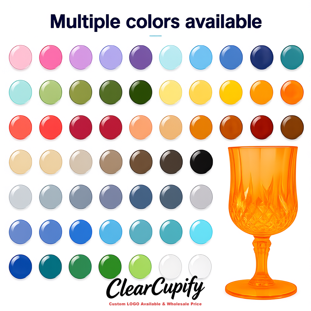 Tangerine 7oz Acrylic Plastic Wine Goblets - 2.7 x 6.7 inches Party & Wedding Wine Glasses