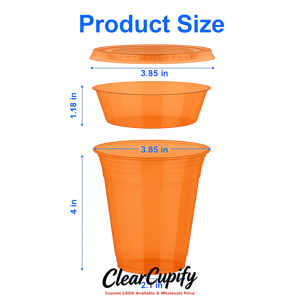 Tangerine 12 oz Disposable Plastic Parfait Cups with Insert & Flat lids 3.85 x 2.1 x 4 inches