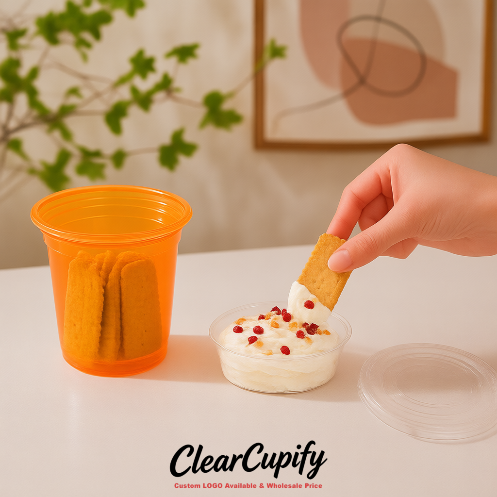 Tangerine 12 oz Disposable Plastic Parfait Cups with Insert & Flat lids 3.85 x 2.1 x 4 inches