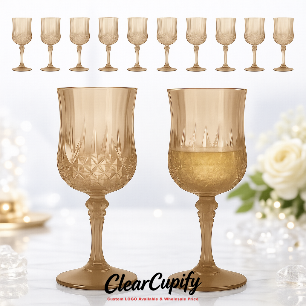 Taupe 7oz Acrylic Plastic Wine Goblets - 2.7 x 6.7 inches Party & Wedding Wine Glasses