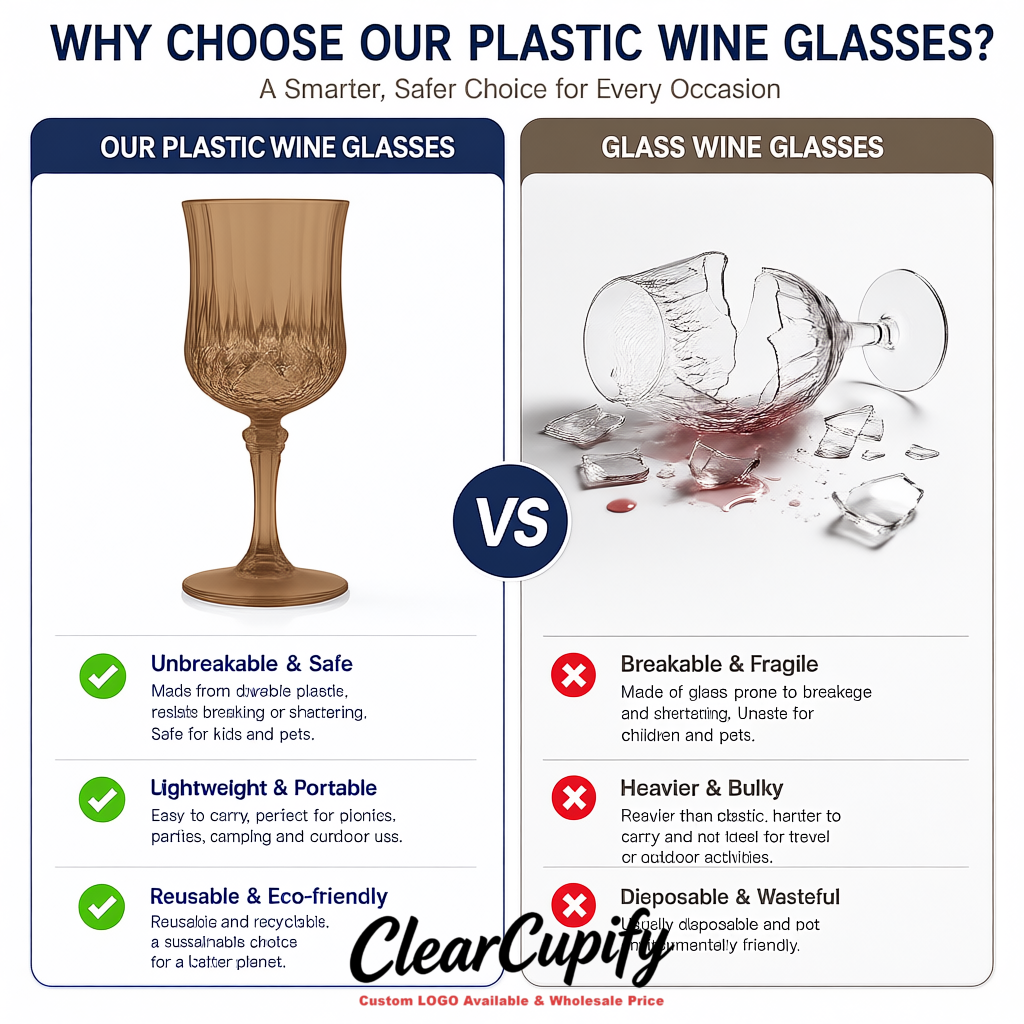 Taupe 7oz Acrylic Plastic Wine Goblets - 2.7 x 6.7 inches Party & Wedding Wine Glasses