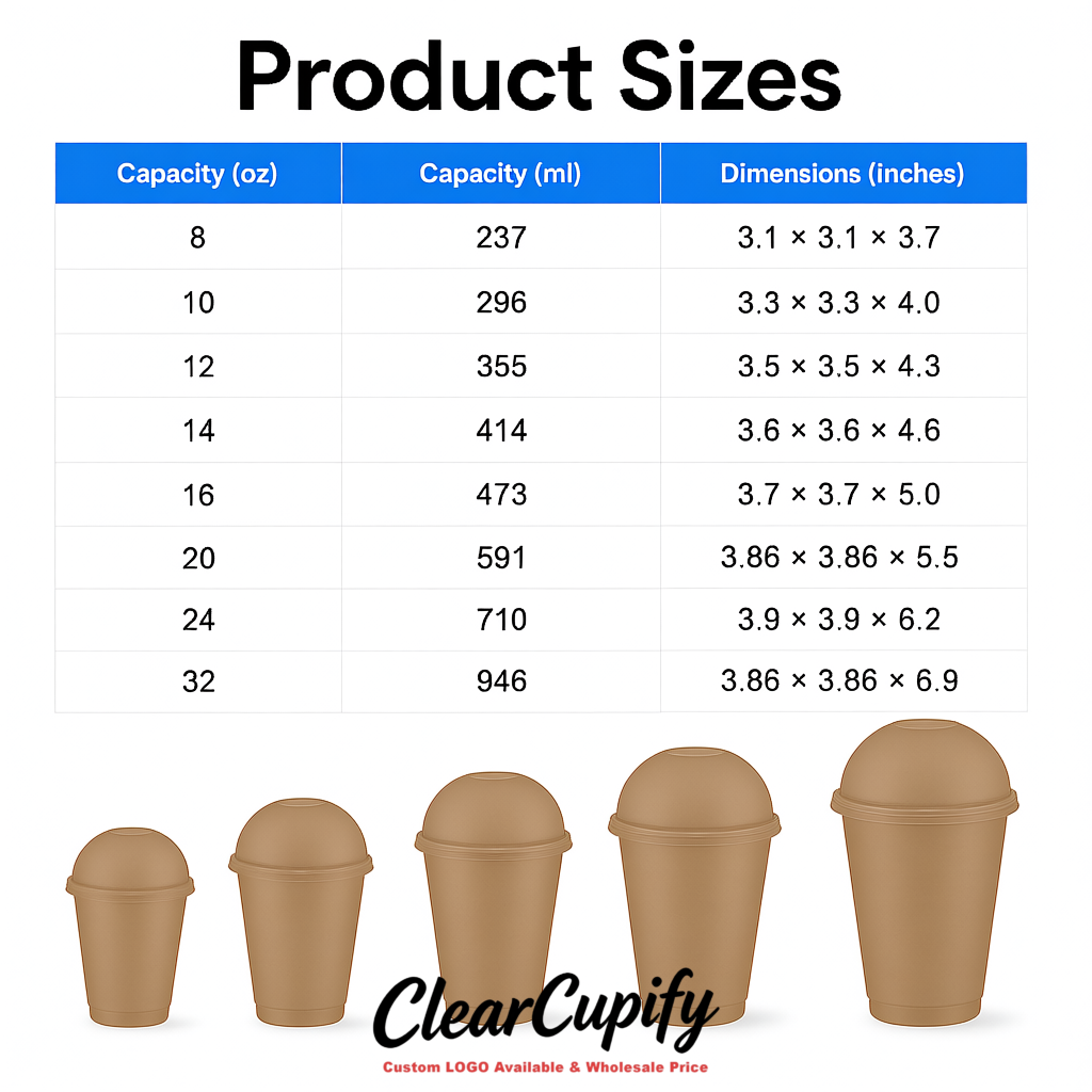 Taupe 16 oz Plastic Slushie Cups with Dome Lid & Detachable Spoon Straws for Milkshake, Boba, Smoothies, Iced Coffee