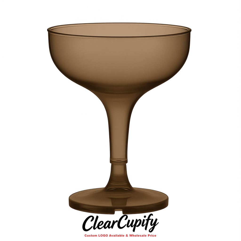 Taupe 5oz Stackable Plastic Martini Glasses 4.13x3.14 inches/10.5x8 cm For Champagne Tower