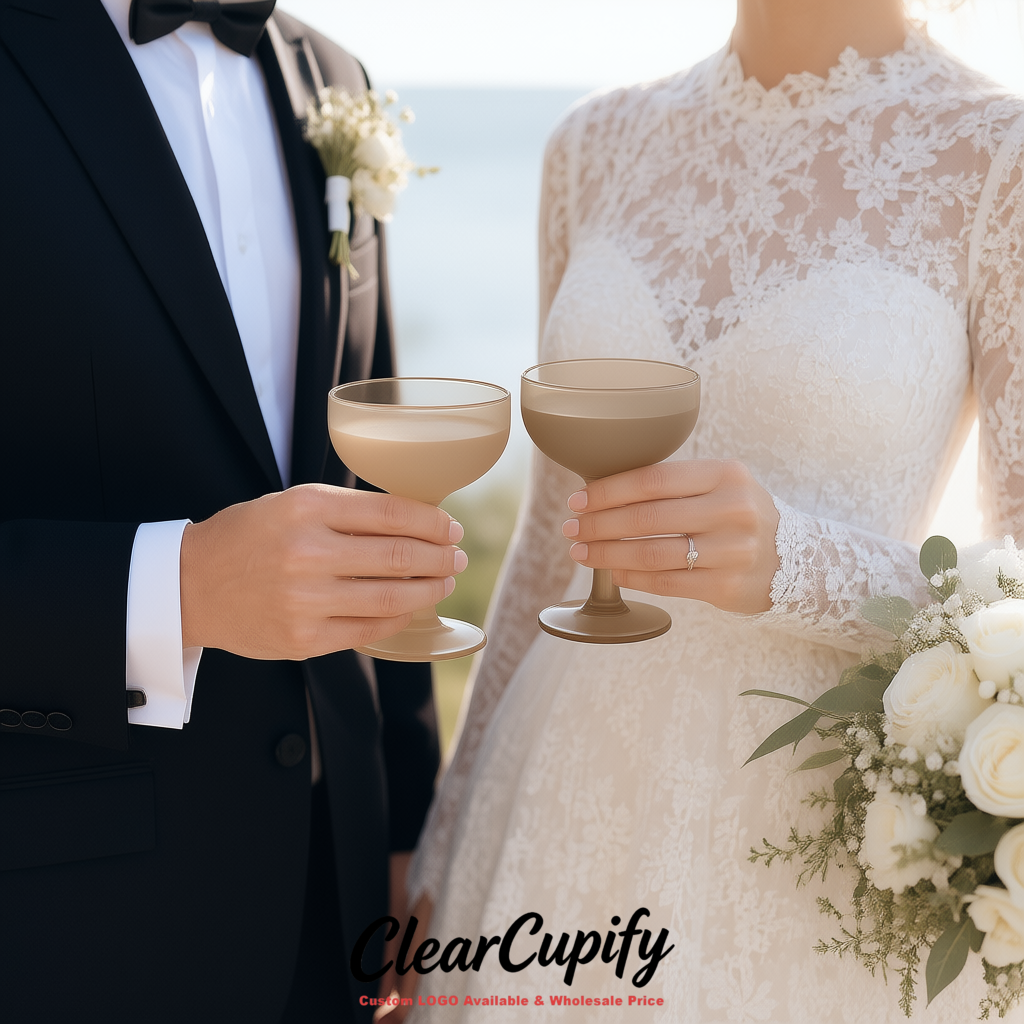 Taupe 5oz Stackable Plastic Martini Glasses 4.13x3.14 inches/10.5x8 cm For Champagne Tower