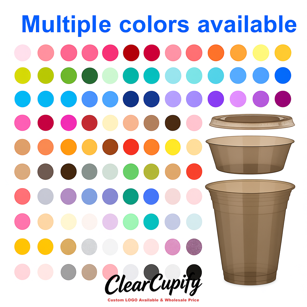 Taupe 12 oz Disposable Plastic Parfait Cups with Insert & Flat lids 3.85 x 2.1 x 4 inches