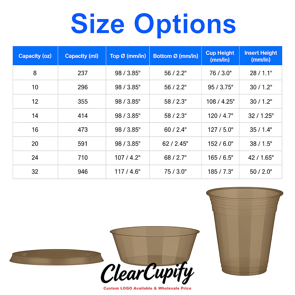 Taupe 12 oz Disposable Plastic Parfait Cups with Insert & Flat lids 3.85 x 2.1 x 4 inches