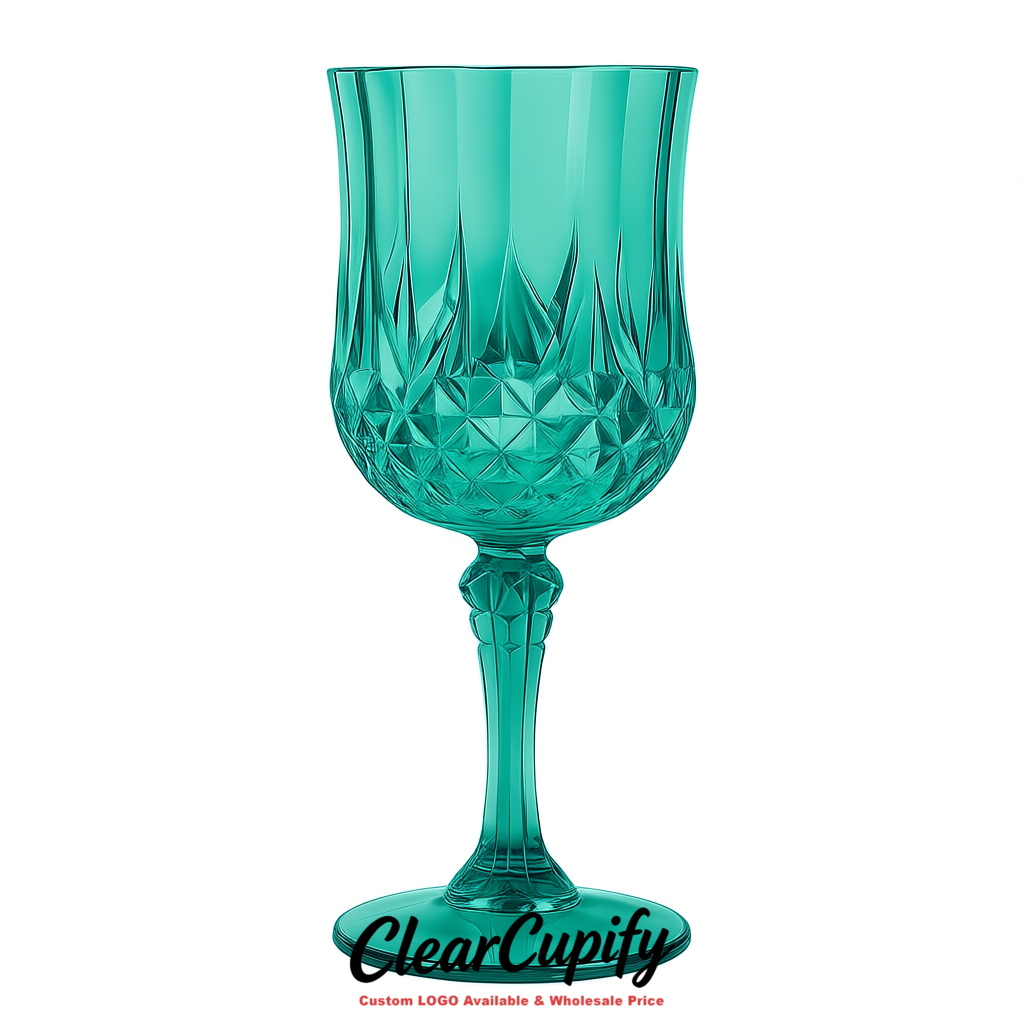 Teal 7oz Acrylic Plastic Wine Goblets - 2.7 x 6.7 inches Party & Wedding Wine Glasses