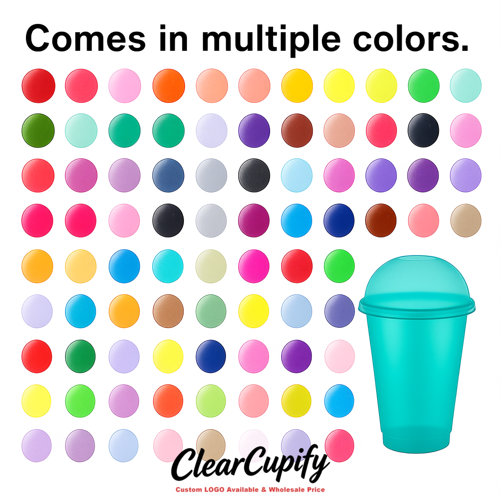 Teal 16 oz Plastic Slushie Cups with Dome Lid & Detachable Spoon Straws for Milkshake, Boba, Smoothies, Iced Coffee