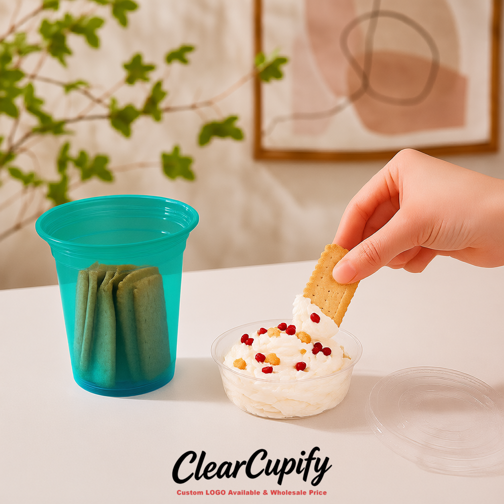 Teal 12 oz Disposable Plastic Parfait Cups with Insert & Flat lids 3.85 x 2.1 x 4 inches