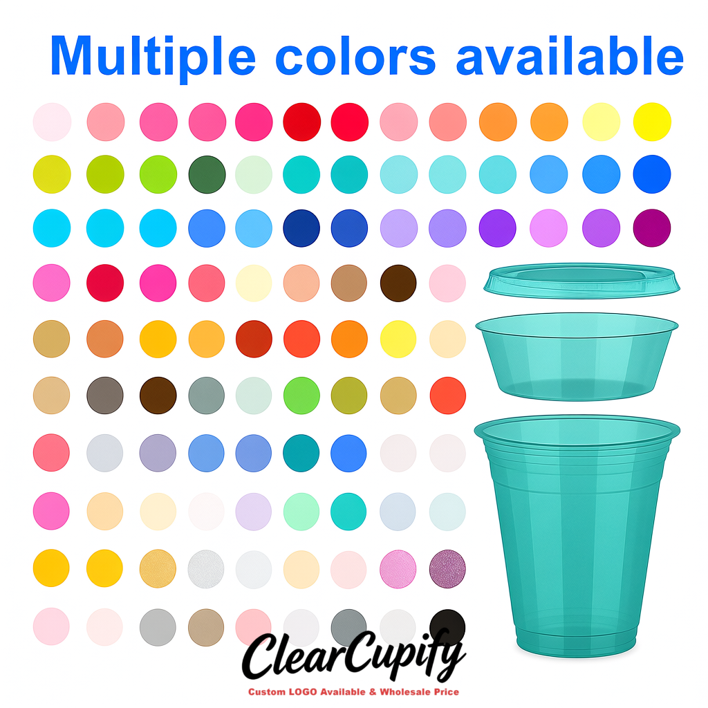 Teal 12 oz Disposable Plastic Parfait Cups with Insert & Flat lids 3.85 x 2.1 x 4 inches