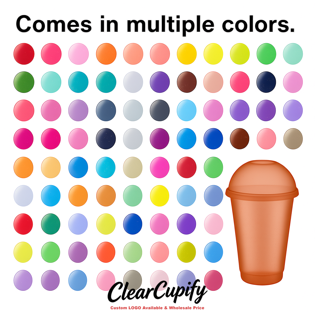 Terracotta 16 oz Plastic Slushie Cups with Dome Lid & Detachable Spoon Straws for Milkshake, Boba, Smoothies, Iced Coffee