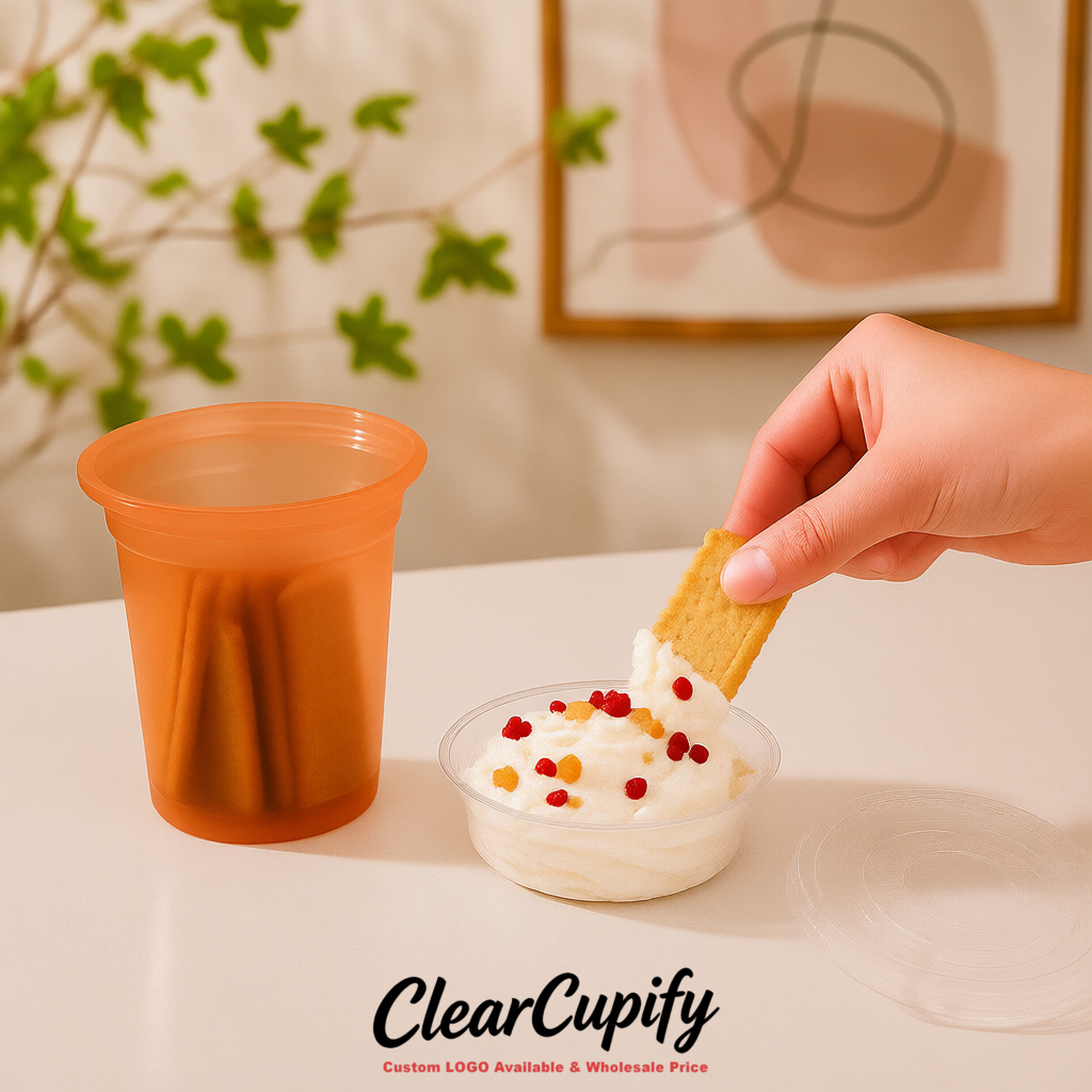 Terracotta 12 oz Disposable Plastic Parfait Cups with Insert & Flat lids 3.85 x 2.1 x 4 inches