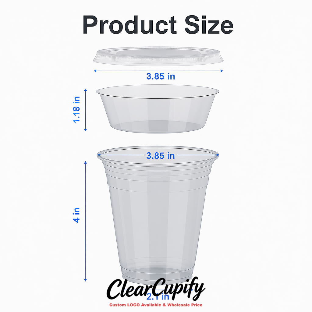 Transparent 12 oz Disposable Plastic Parfait Cups with Insert & Flat lids 3.85 x 2.1 x 4 inches