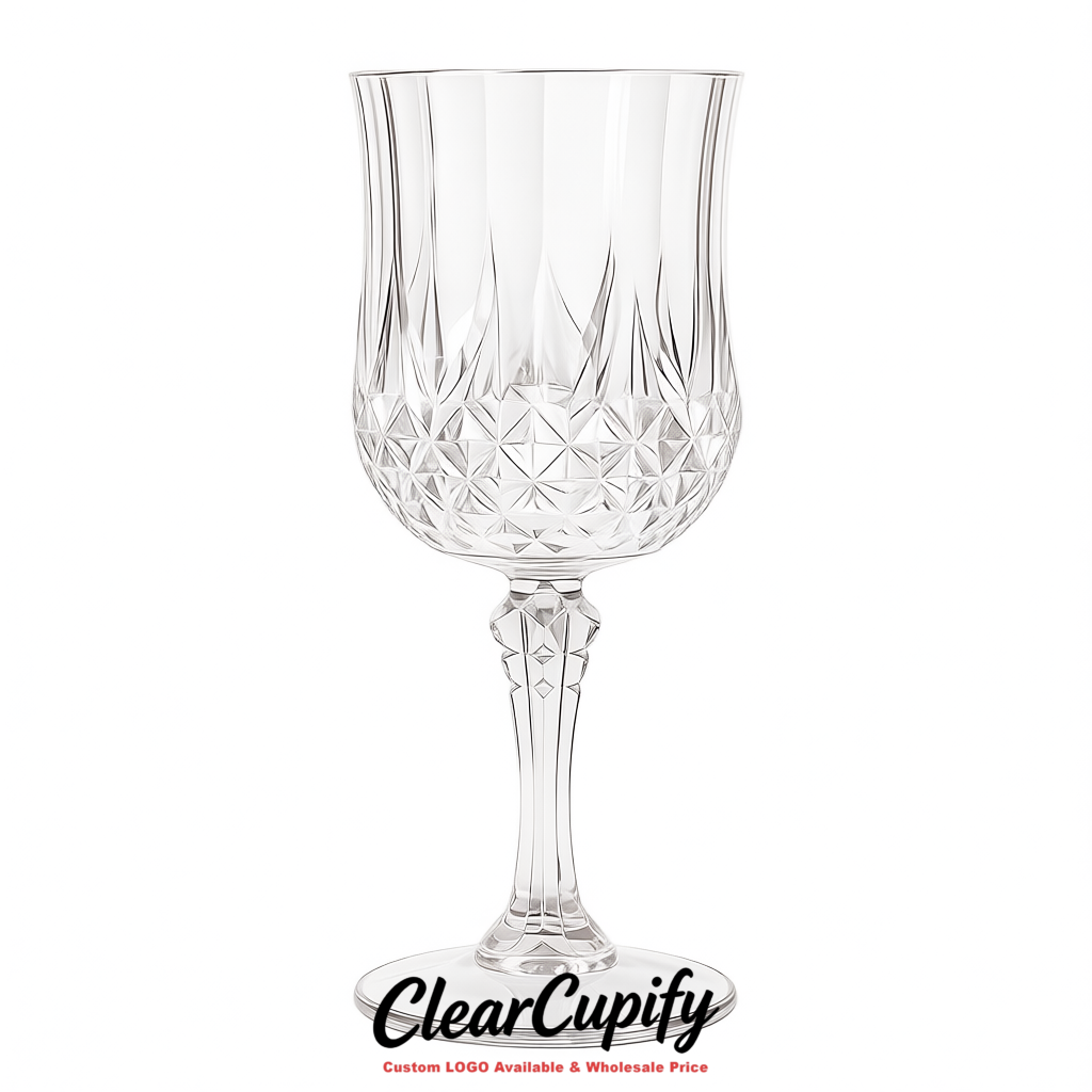Transparent 7oz Acrylic Plastic Wine Goblets - 2.7 x 6.7 inches Party & Wedding Wine Glasses