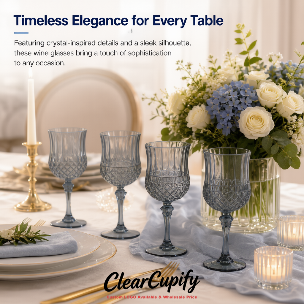 Transparent 7oz Acrylic Plastic Wine Goblets - 2.7 x 6.7 inches Party & Wedding Wine Glasses