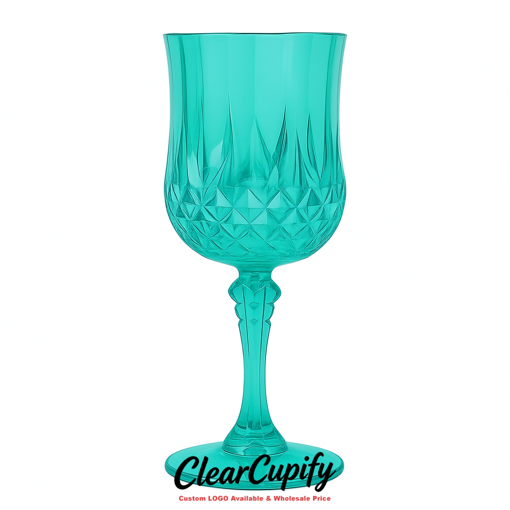 Turquoise 7oz Acrylic Plastic Wine Goblets - 2.7 x 6.7 inches Party & Wedding Wine Glasses