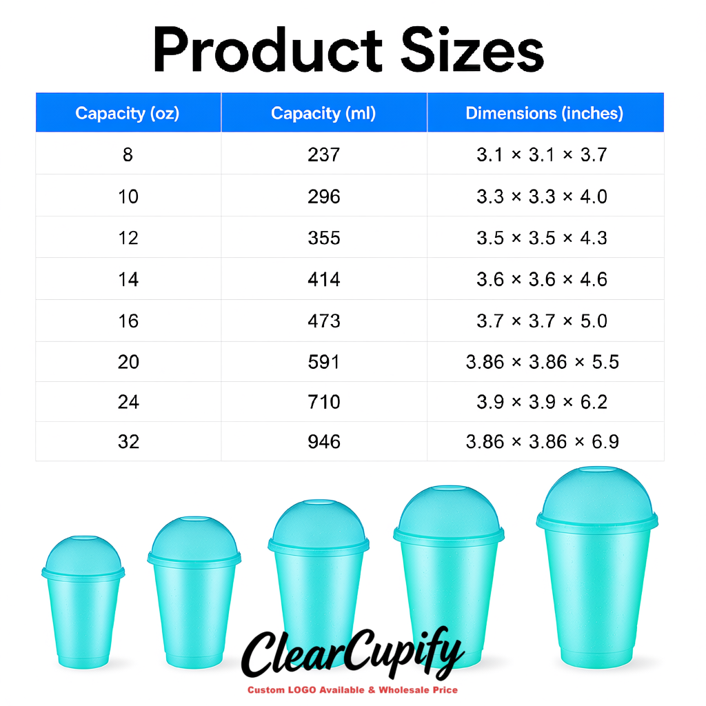 Turquoise 16 oz Plastic Slushie Cups with Dome Lid & Detachable Spoon Straws for Milkshake, Boba, Smoothies, Iced Coffee