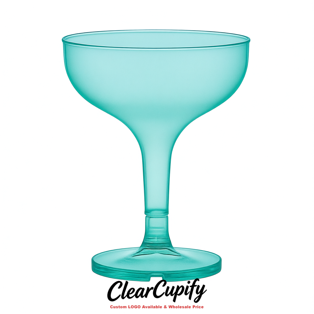 Turquoise 5oz Stackable Plastic Martini Glasses 4.13x3.14 inches/10.5x8 cm For Champagne Tower