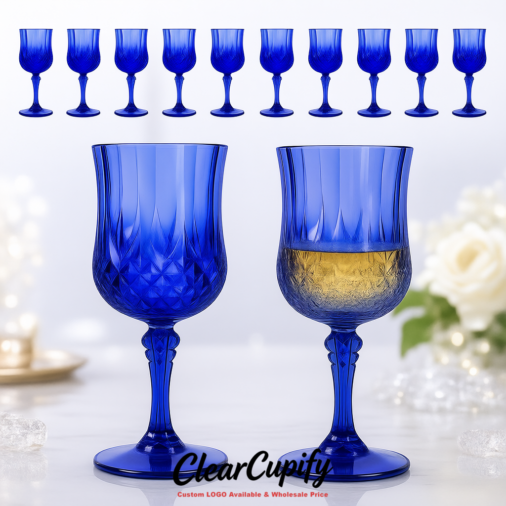Ultramarine 7oz Acrylic Plastic Wine Goblets - 2.7 x 6.7 inches Party & Wedding Wine Glasses