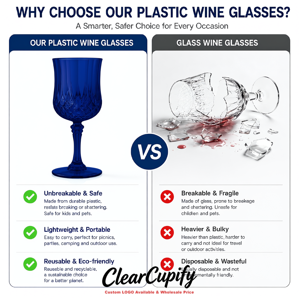 Ultramarine 7oz Acrylic Plastic Wine Goblets - 2.7 x 6.7 inches Party & Wedding Wine Glasses