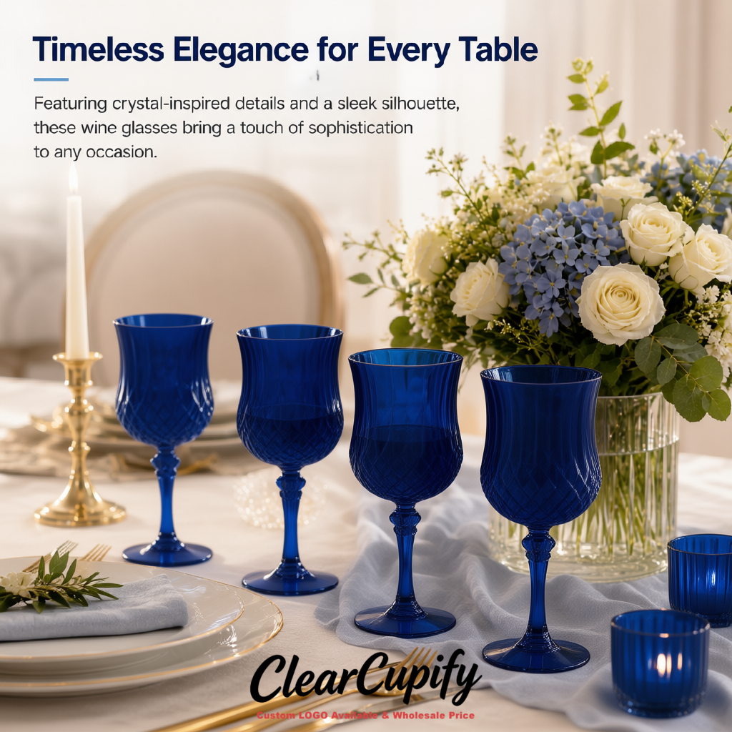 Ultramarine 7oz Acrylic Plastic Wine Goblets - 2.7 x 6.7 inches Party & Wedding Wine Glasses