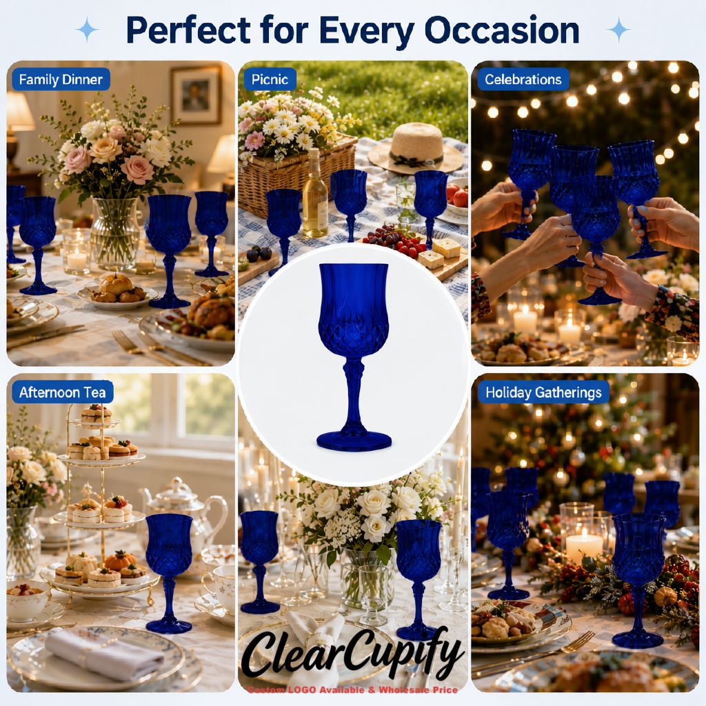 Ultramarine 7oz Acrylic Plastic Wine Goblets - 2.7 x 6.7 inches Party & Wedding Wine Glasses Ultramarine 7oz Acrylic Plastic Wine Goblets - 2.7 x 6.7 inches Party & Wedding Wine Glasses